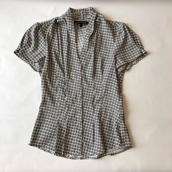 Express Tops - Express Printed Work Blouse Express Tops - Express Printed Work Blouse